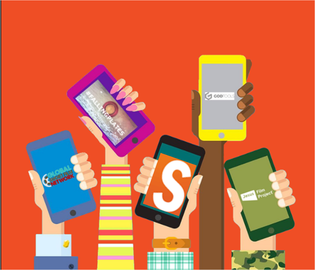 Hands holding smartphones showing social media apps