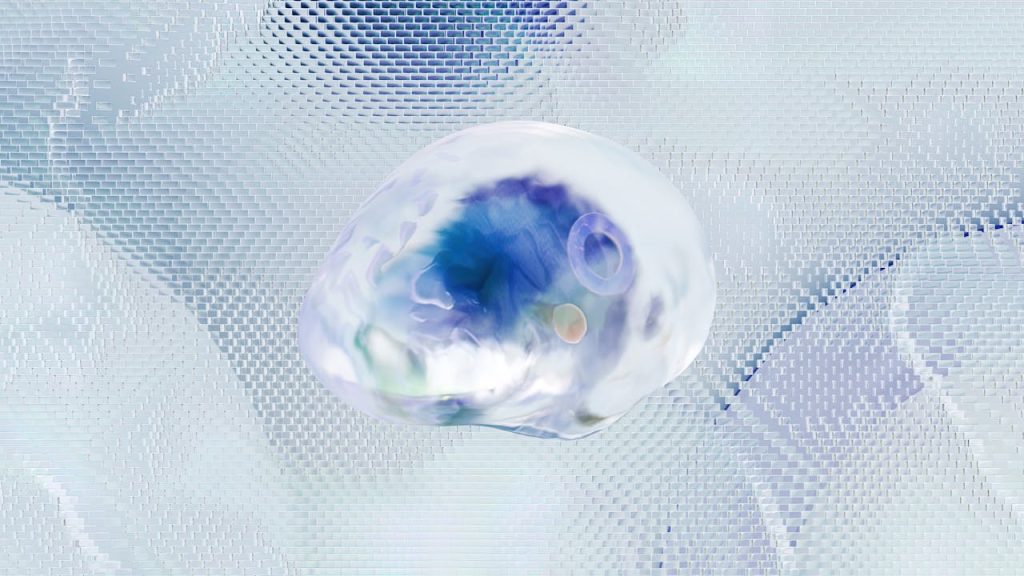 Glass globe resting on a digital world map