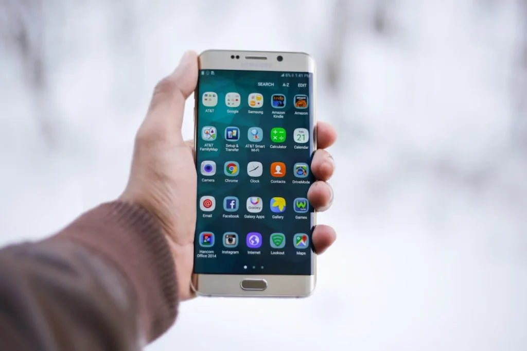 Hand holding a smartphone